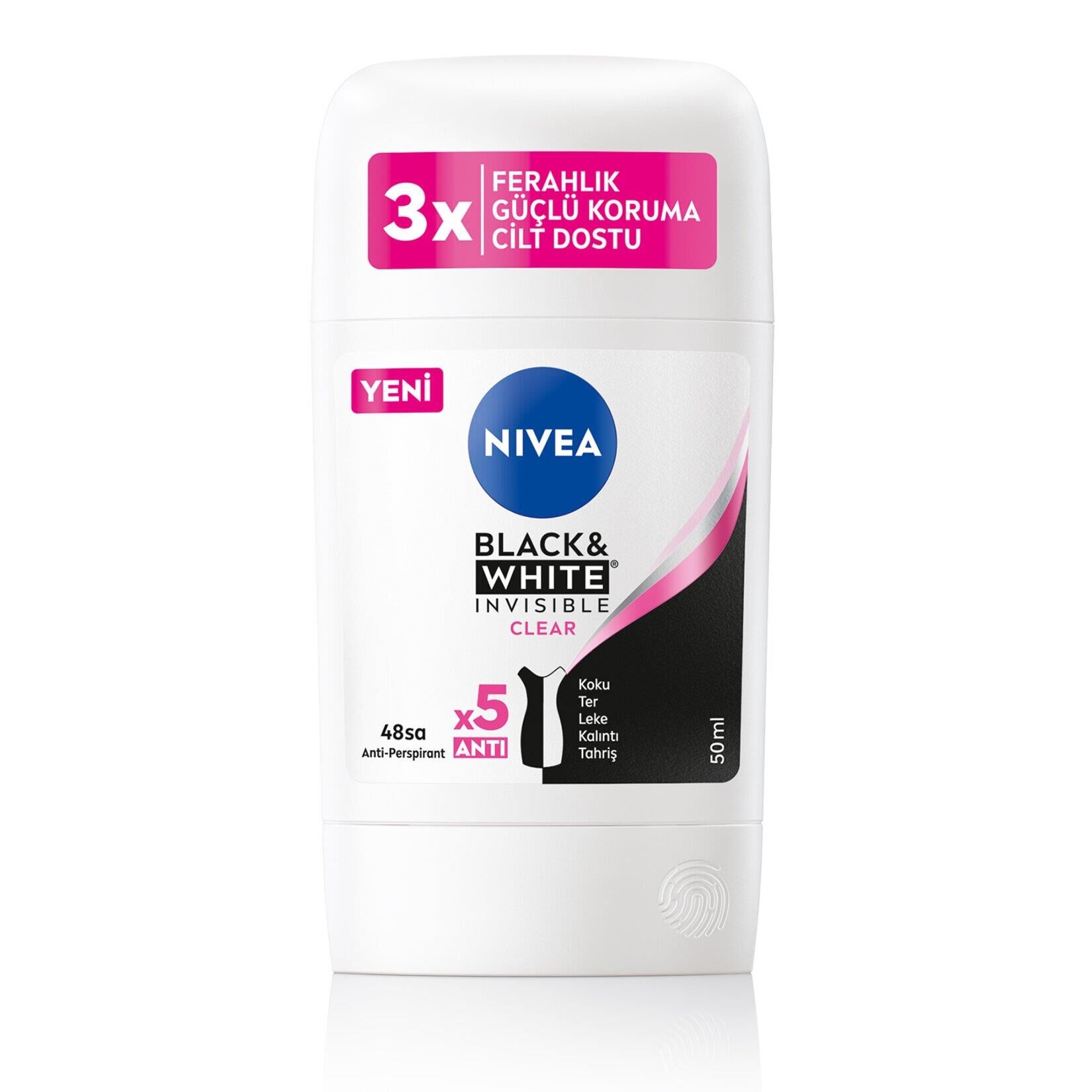 NIVEA STICK 50 ML B&W CLR FML