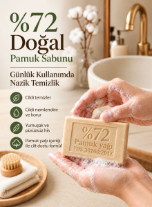 NATLOS SABUN NATLOS %72 Pamuk Yağlı Katı Sabun El Yüz ve Vücut Temizleme Sabunu